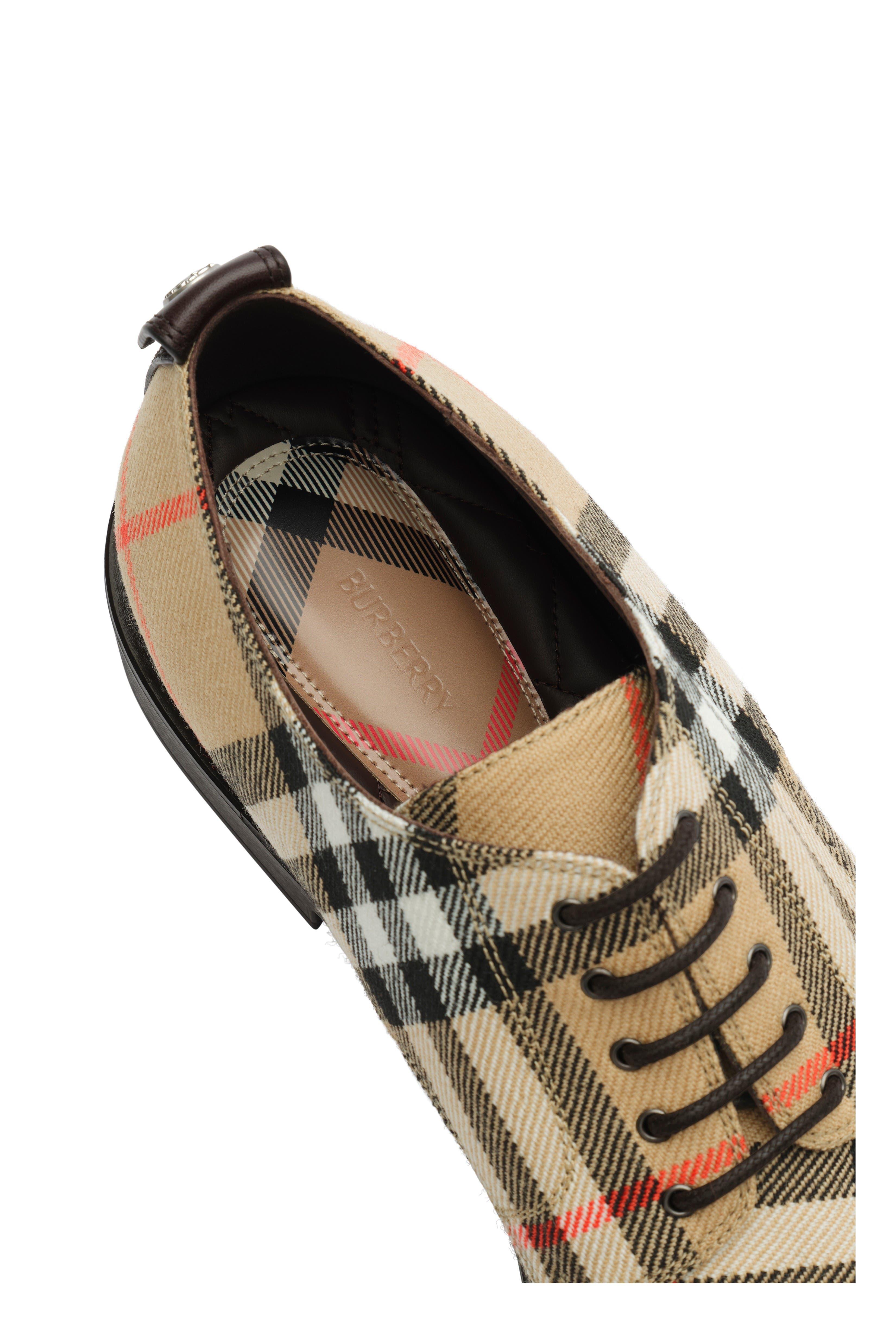 Burberry Check Pembroke Derby Shoes, Alternate, color, Sand Beige