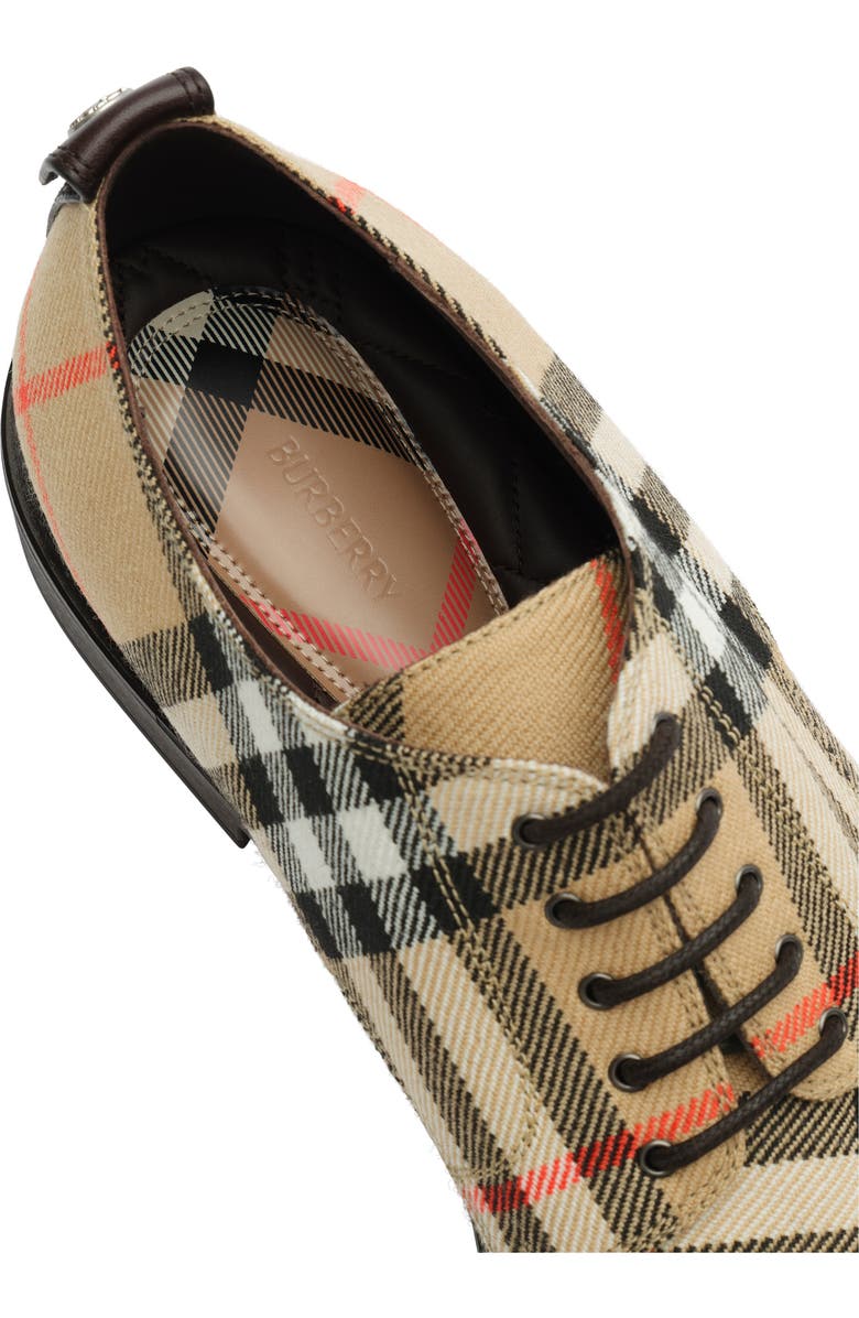 Burberry Check Pembroke Derby Shoes, Alternate, color, Sand Beige
