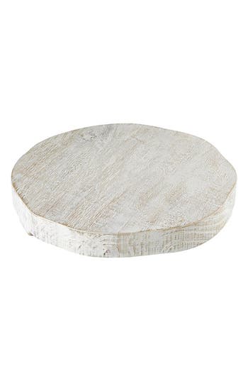 Creative Brands Large Textured Mango Wood Tray In White