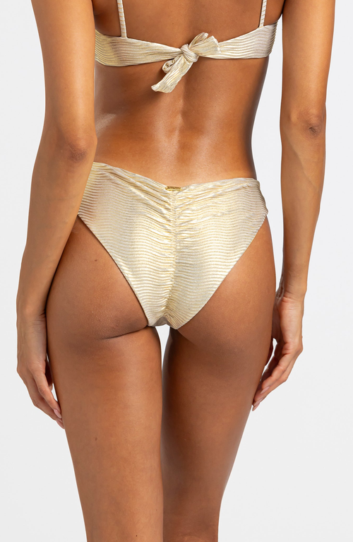 Shop Beach Bunny Swimwear Nadia Skimpy Bottom In Metallic Gold
