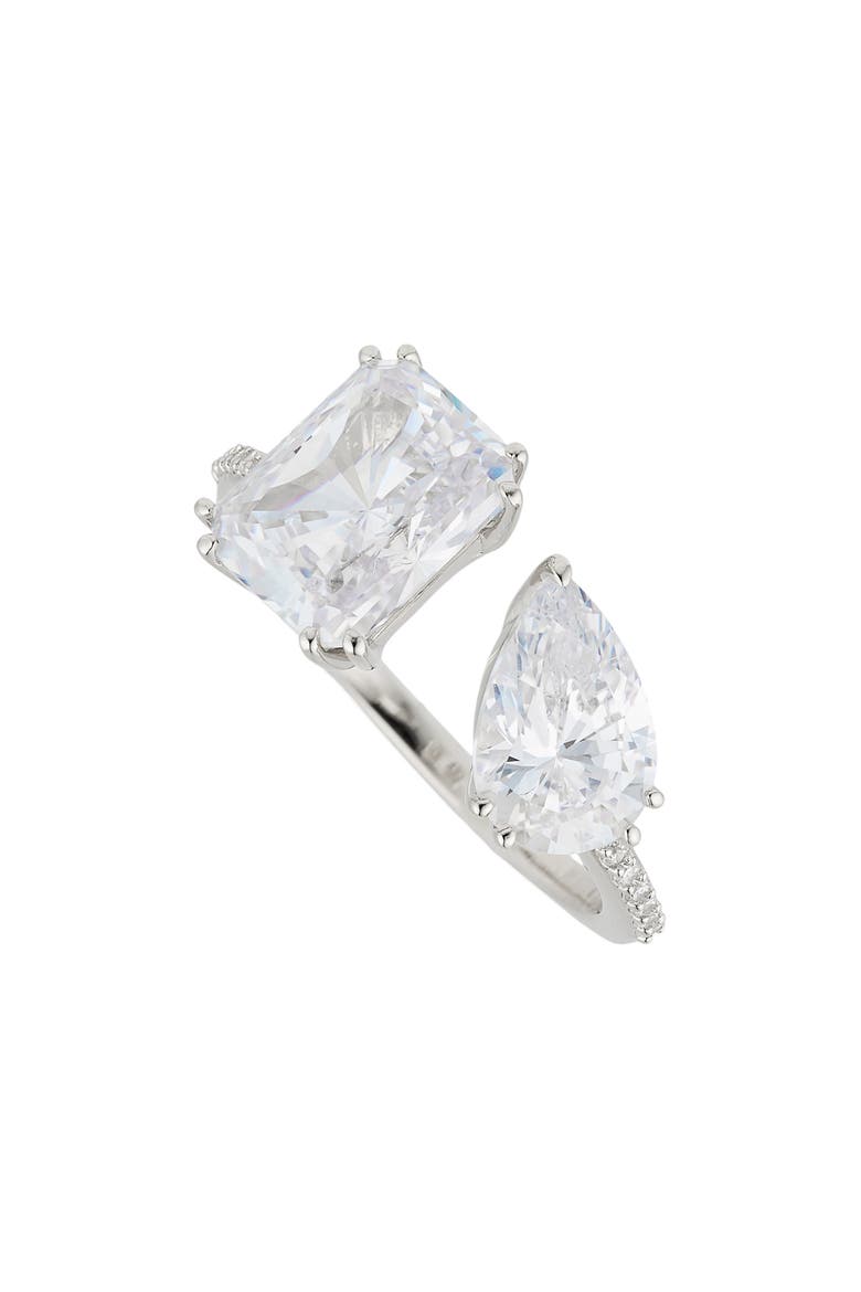 A la Carte Cubic Zirconia Duo Ring, Main, color, RHODIUM
