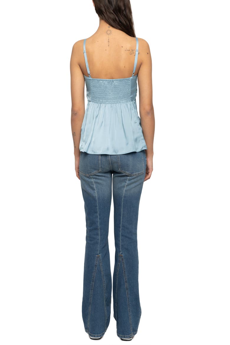 Cippie Pleated Satin Camisole, Alternate, color, SKY