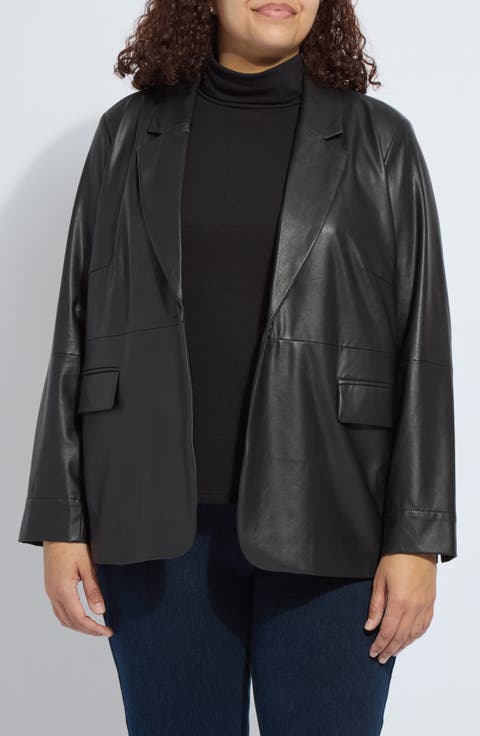 'Lyssentials Faux Leather Blazer (Plus)
