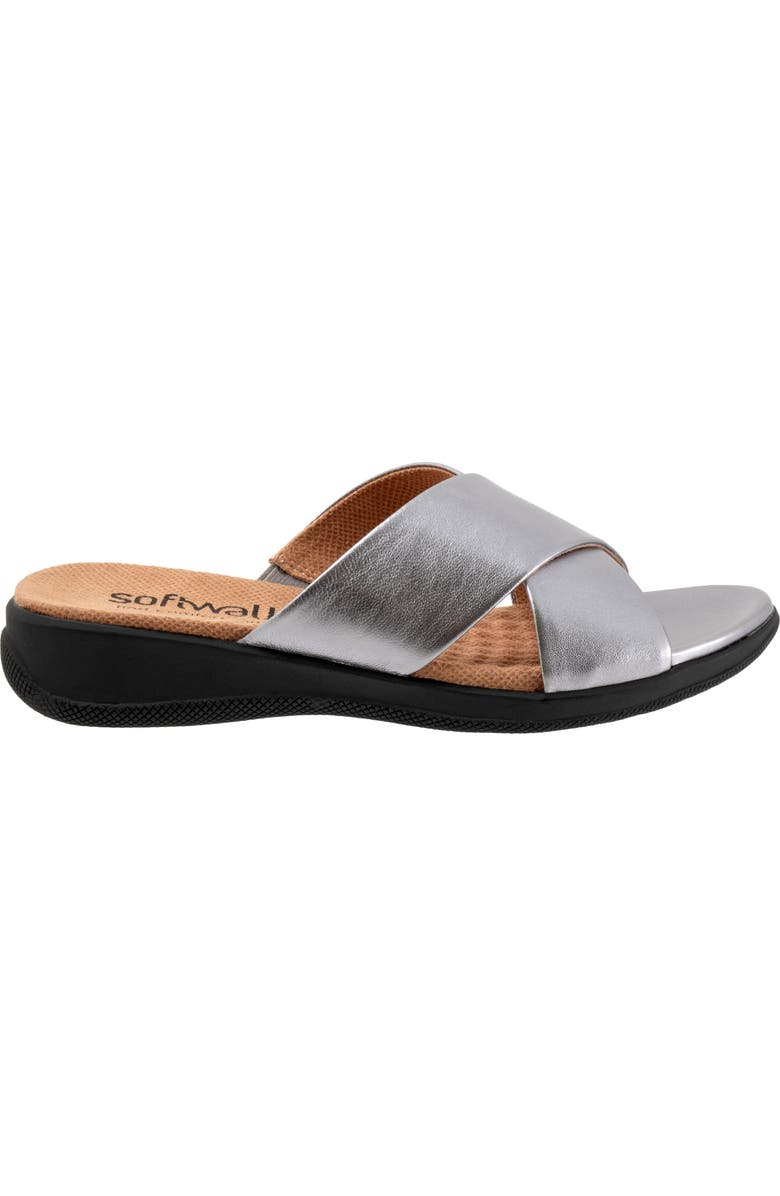 SoftWalk<sup>®</sup> 'Tillman' Leather Cross Strap Slide Sandal, Alternate, color, Pewter Leather