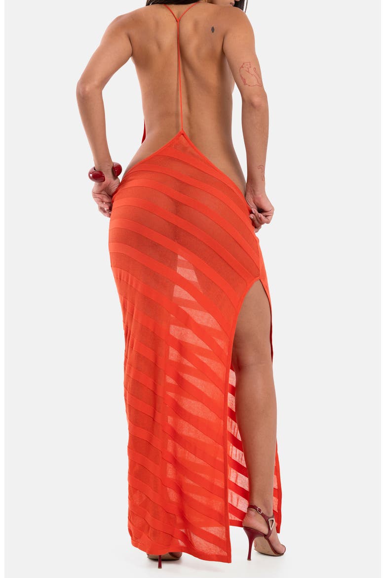 Noir Knit Maxi Dress, Alternate, color, CORAL