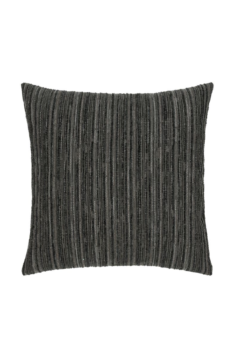 Elaine Smith Luxe Stripe Chenille & Boucle textured Indoor & Outdoor Woven Accent Pillow, Main, color, Charcoal Square