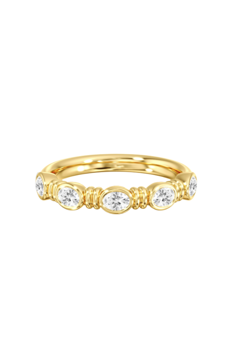 Aura East West Oval Bezel Lab Diamond Band in 14K