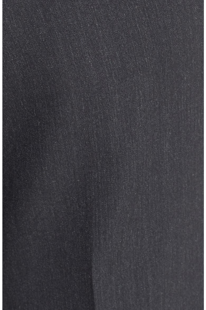 Self Sizer Waist Flat Front Classic Fit Wool Gabardine Trousers, Alternate, color, CHARCOAL