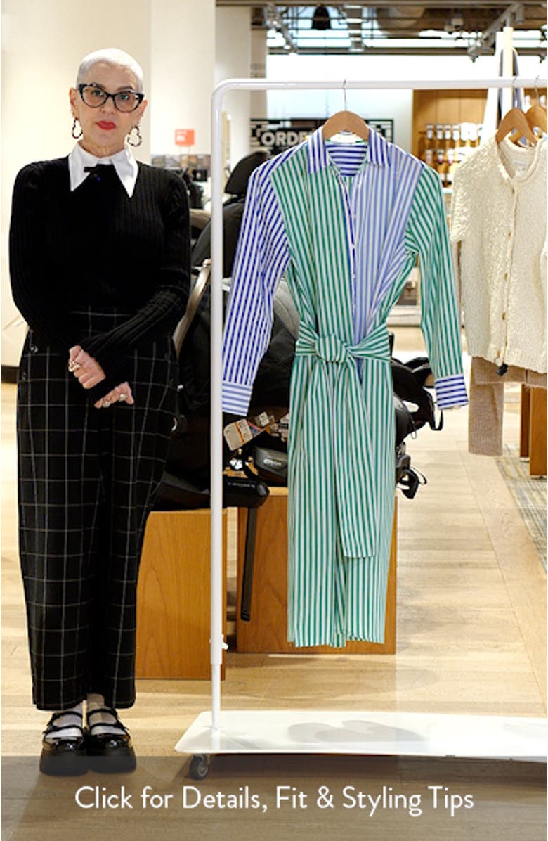 Mixed Stripe Long Sleeve Shirtdress, sales video thumbnail