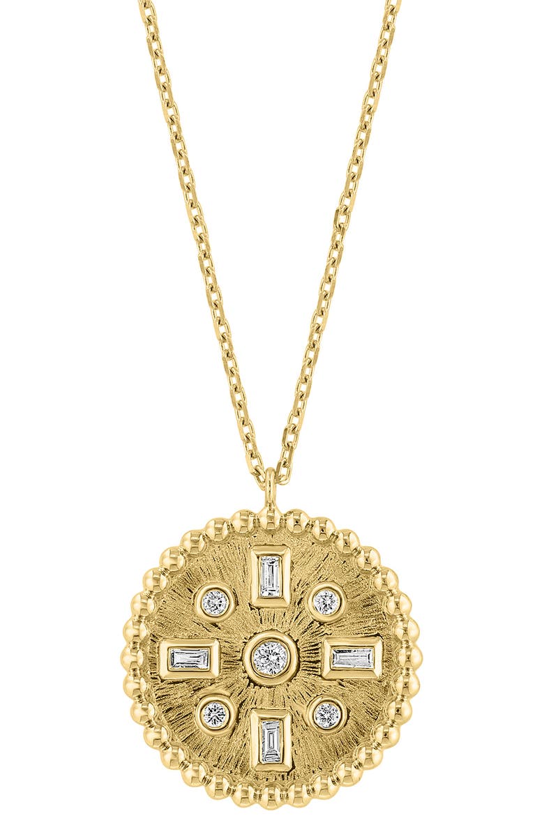 EFFY 14K Yellow Gold & Diamond Medallion Pendant Necklace - 0.26 ctw, Main, color,