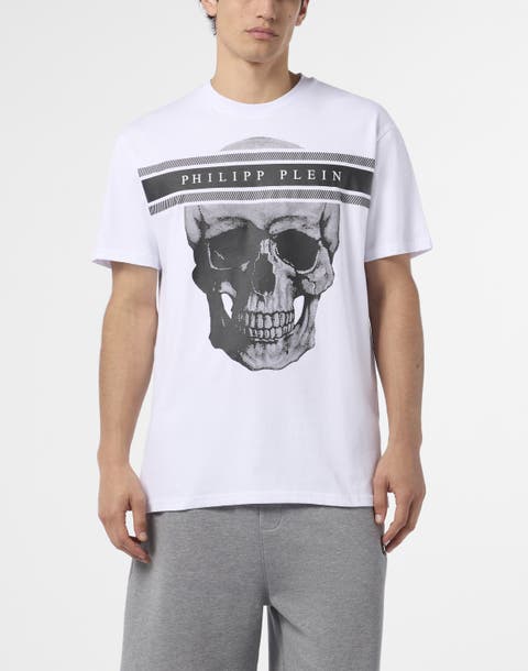 Round Neck T-Shirt Skull Logo Line Men