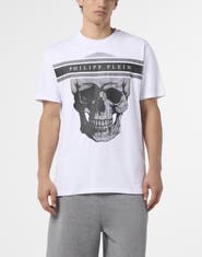 PHILIPP PLEIN Round Neck T-Shirt Skull Logo Line Men