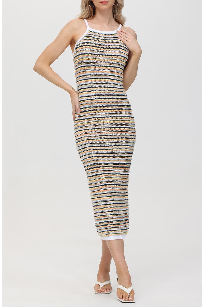Joelle Stripe Knit Midi Dress, Alternate, color, BLEACH WHITE MULTI