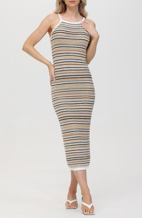 525 Joelle Stripe Knit Midi Dress In Bleach White Multi