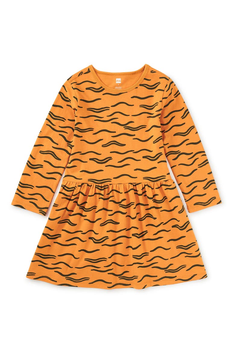 Long Sleeve Skirted Dress, Main, color, Tiger Stripes
