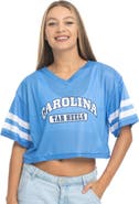 ZOOZATZ Women's ZooZatz Carolina Blue North Carolina Tar Heels V-Neck Mesh Cropped T-Shirt