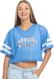 ZOOZATZ Women's ZooZatz Carolina Blue North Carolina Tar Heels V-Neck Mesh Cropped T-Shirt