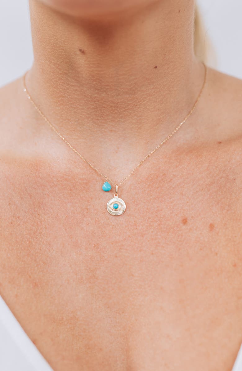 Anzie Evil Eye Disc Pendant, Alternate, color, Turquoise/ Aqua