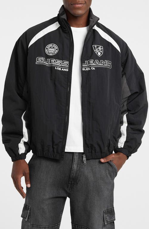 Guess Jeans Logo Wind Breaker Jacket In Black