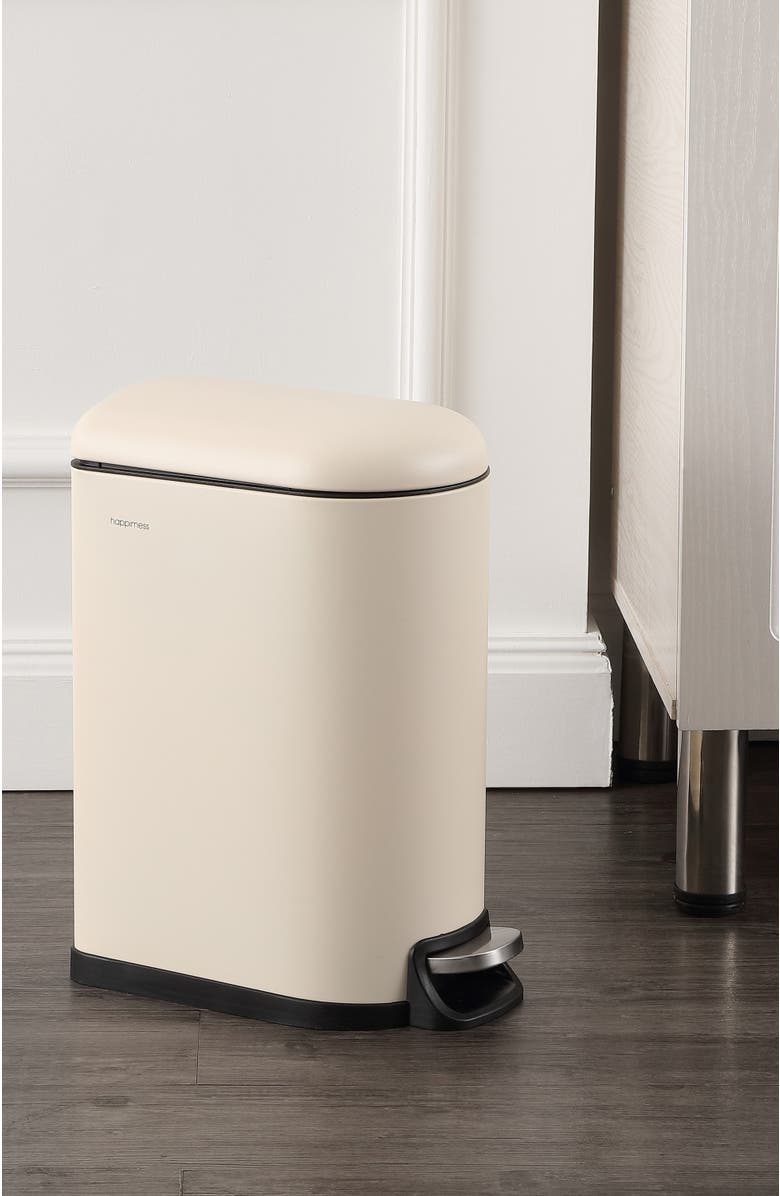 HAPPIMESS Roland Mini 2.6-Gallon Step-Open Trash Can, Alternate, color, Limestone Beige