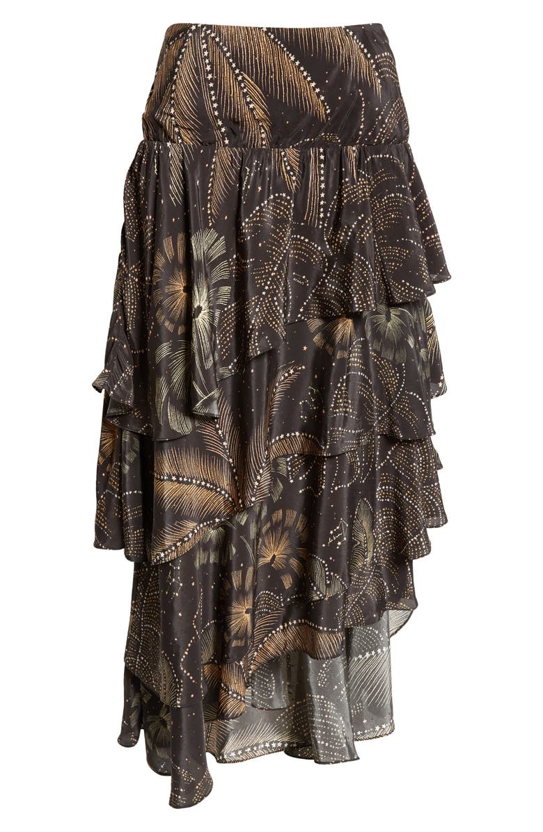 FARM Rio Golden Foliage Layered Ruffle Maxi Skirt, Alternate, color,