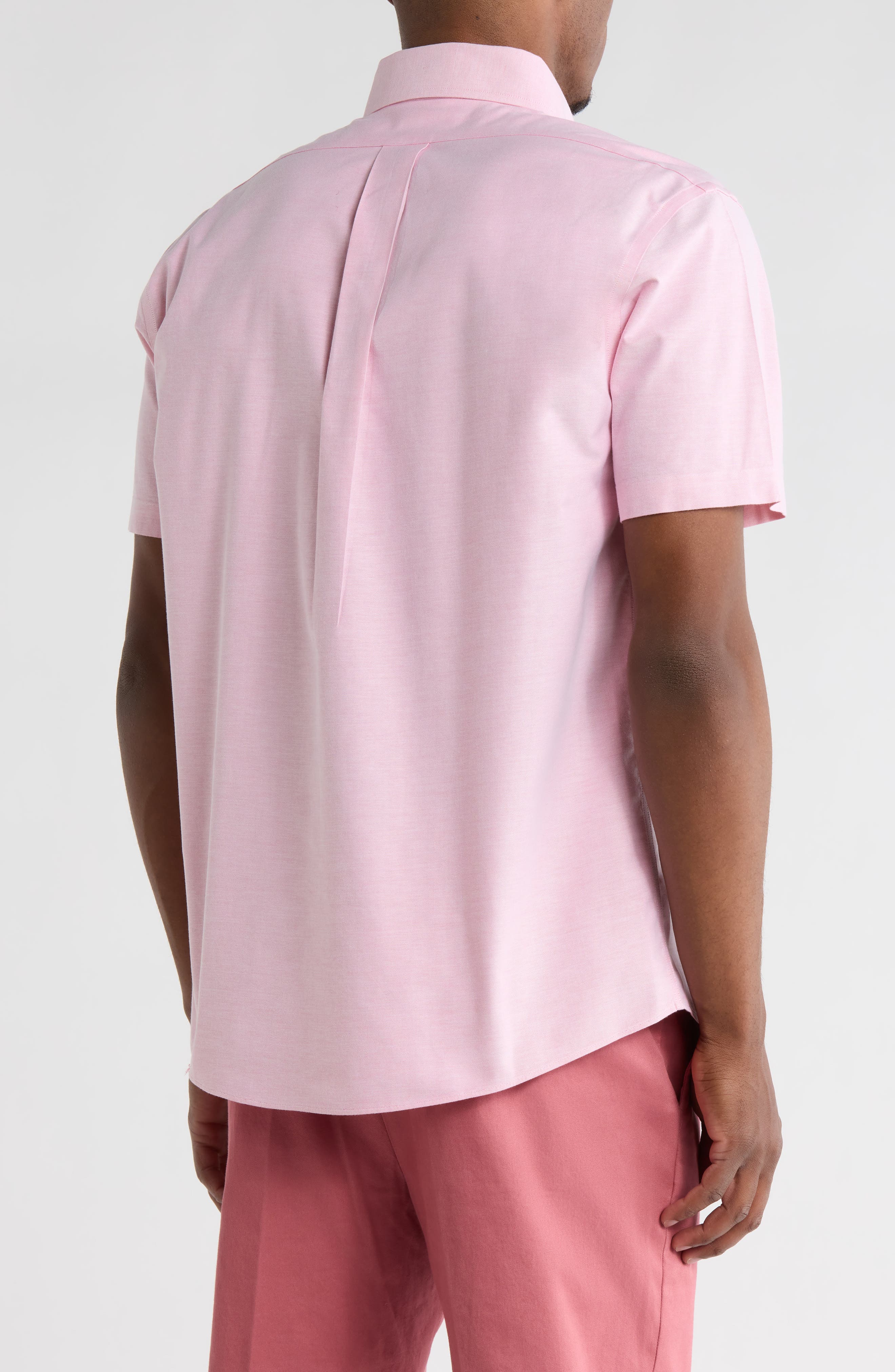 Regular Fit Solid Short Sleeve Non-Iron Stretch Cotton Button-Down Shirt - image 2