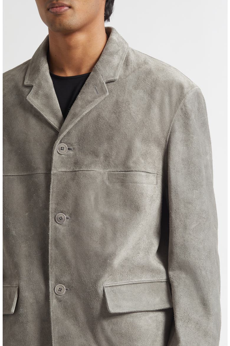 Single Breasted Suede Jacket, Alternate, color, PEBBLE GRAY