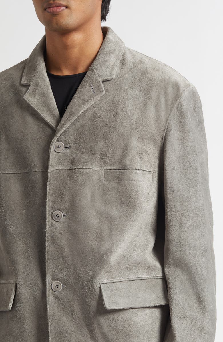Lemaire Single Breasted Suede Jacket, Alternate, color, Pebble Gray