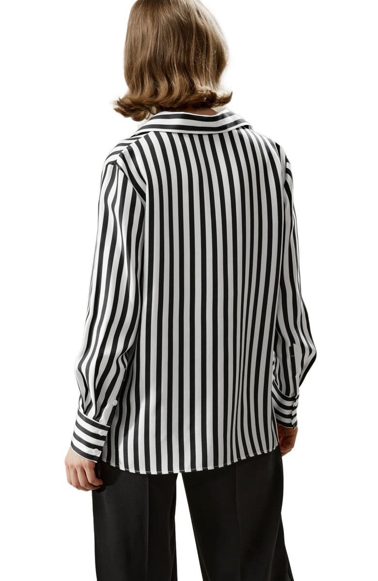 Lilysilk The Amalfi Stripe Silk Shirt, Alternate, color, Black-White Pinstripes