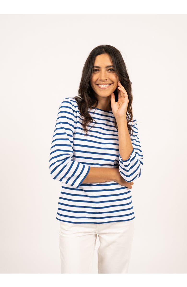 Saint James GALATHEE II - ¾ Sleeve Breton Striped Top, Alternate, color, White/Royal Blue