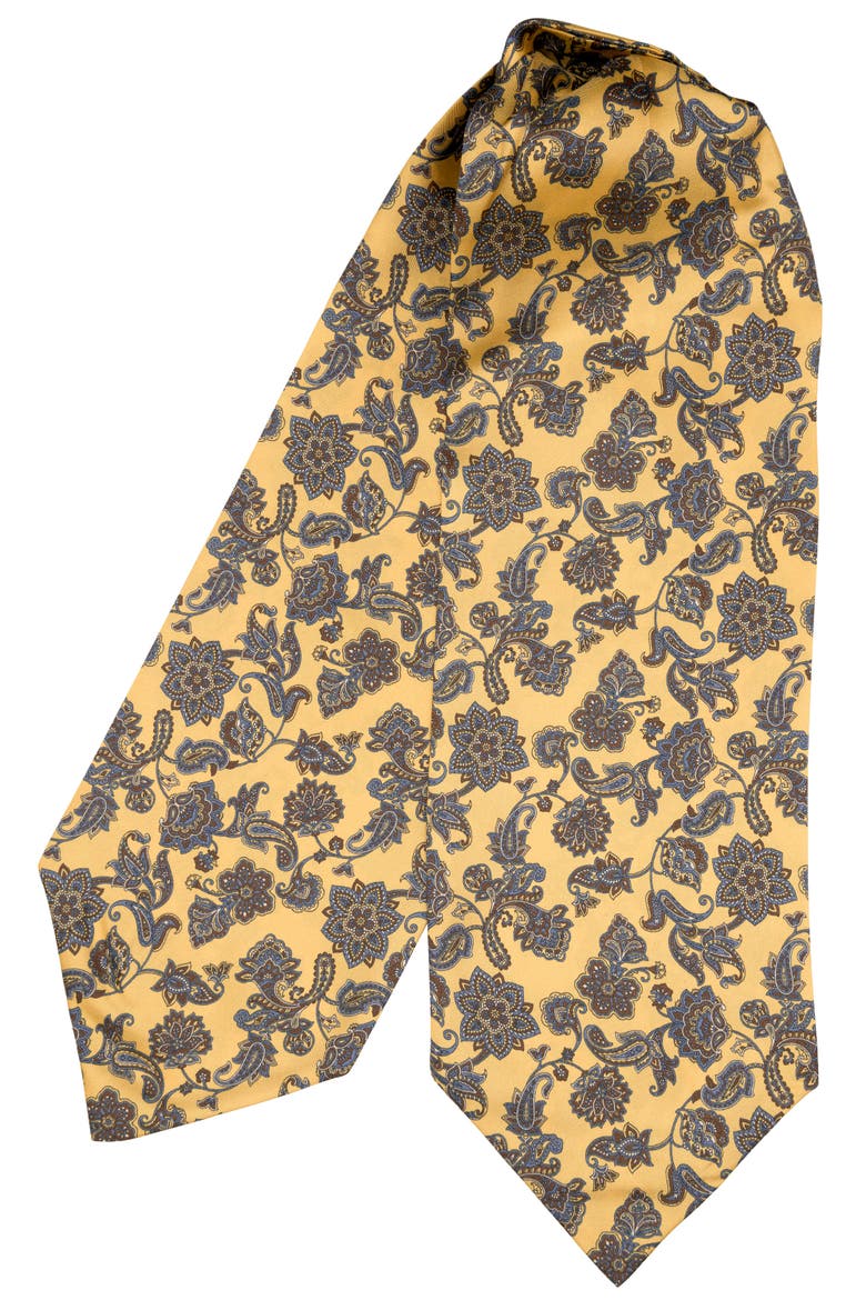 Turano - Silk Ascot Cravat Tie for Men, Main, color, Yellow