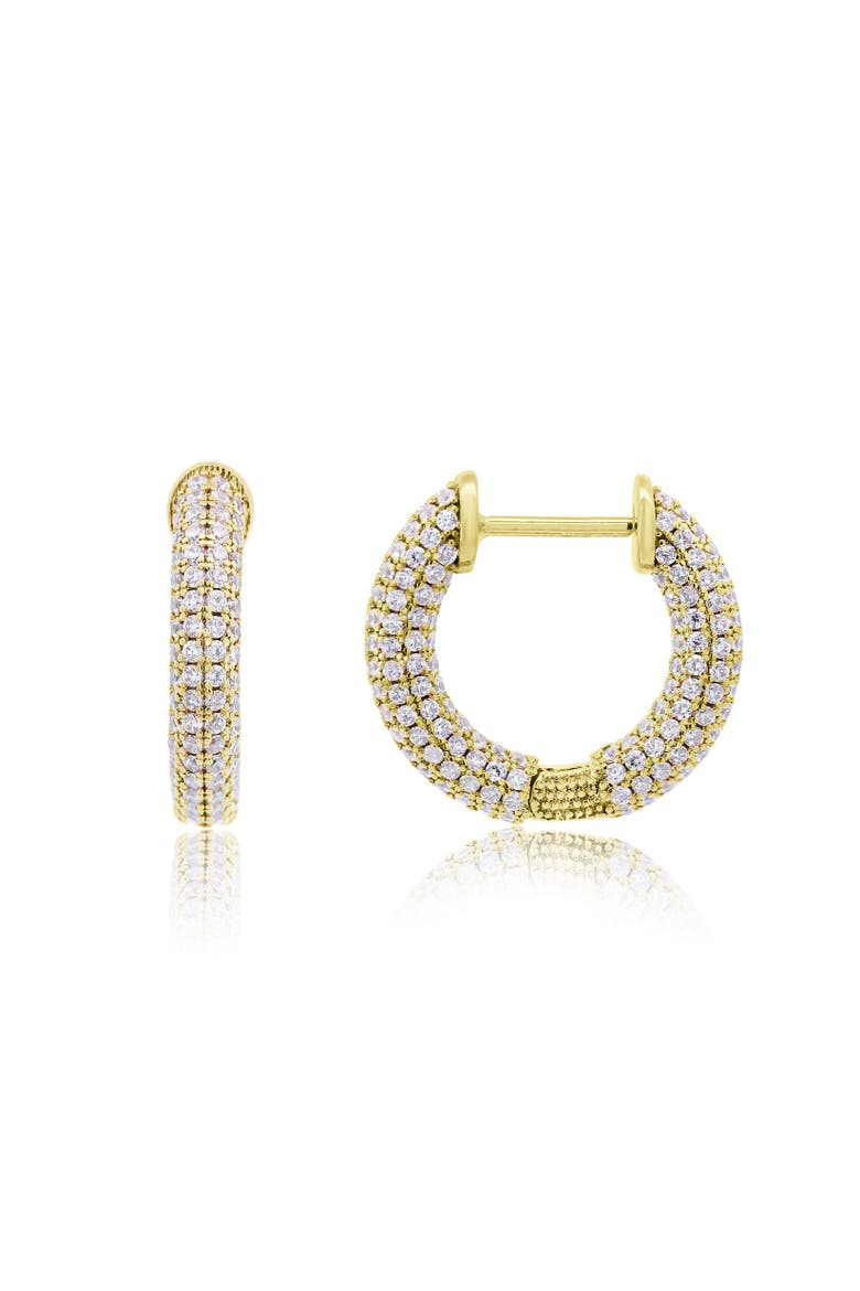 CZ Inside Out Hoop Earrings, Main, color, Gold Plated Sterling Silver