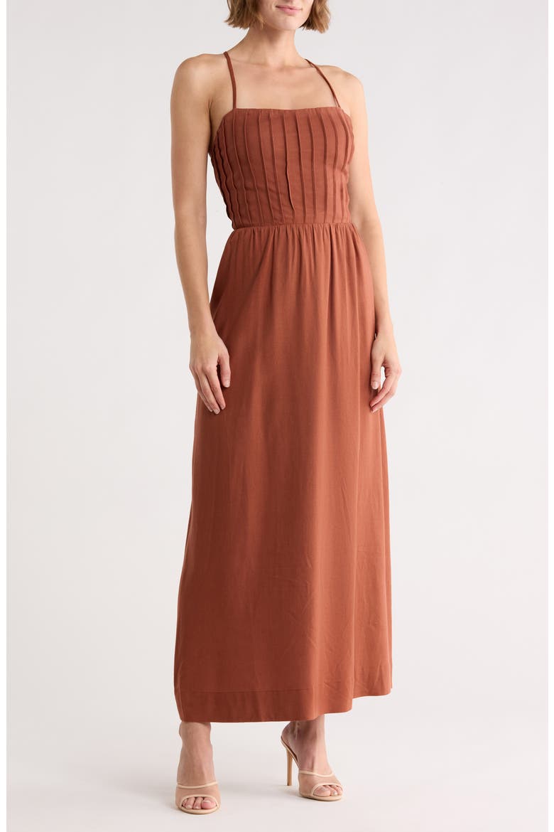 Square Neck Lace-Up Back Maxi Dress, Main, color, BROWN MATE