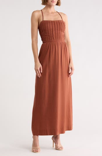 DRESS TO Square Neck Lace-Up Back Maxi Dress | Nordstromrack
