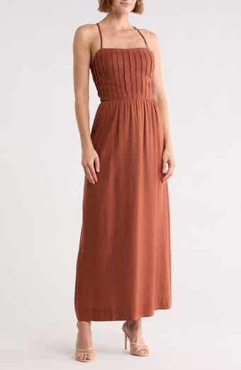 Square Neck Lace-Up Back Maxi Dress