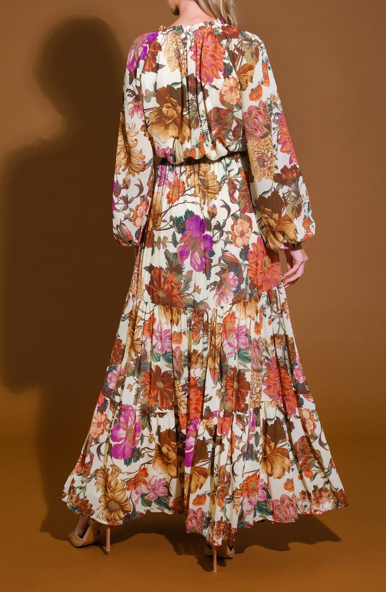 FLYING TOMATO Long Sleeve Print Maxi Dress, Alternate, color, 