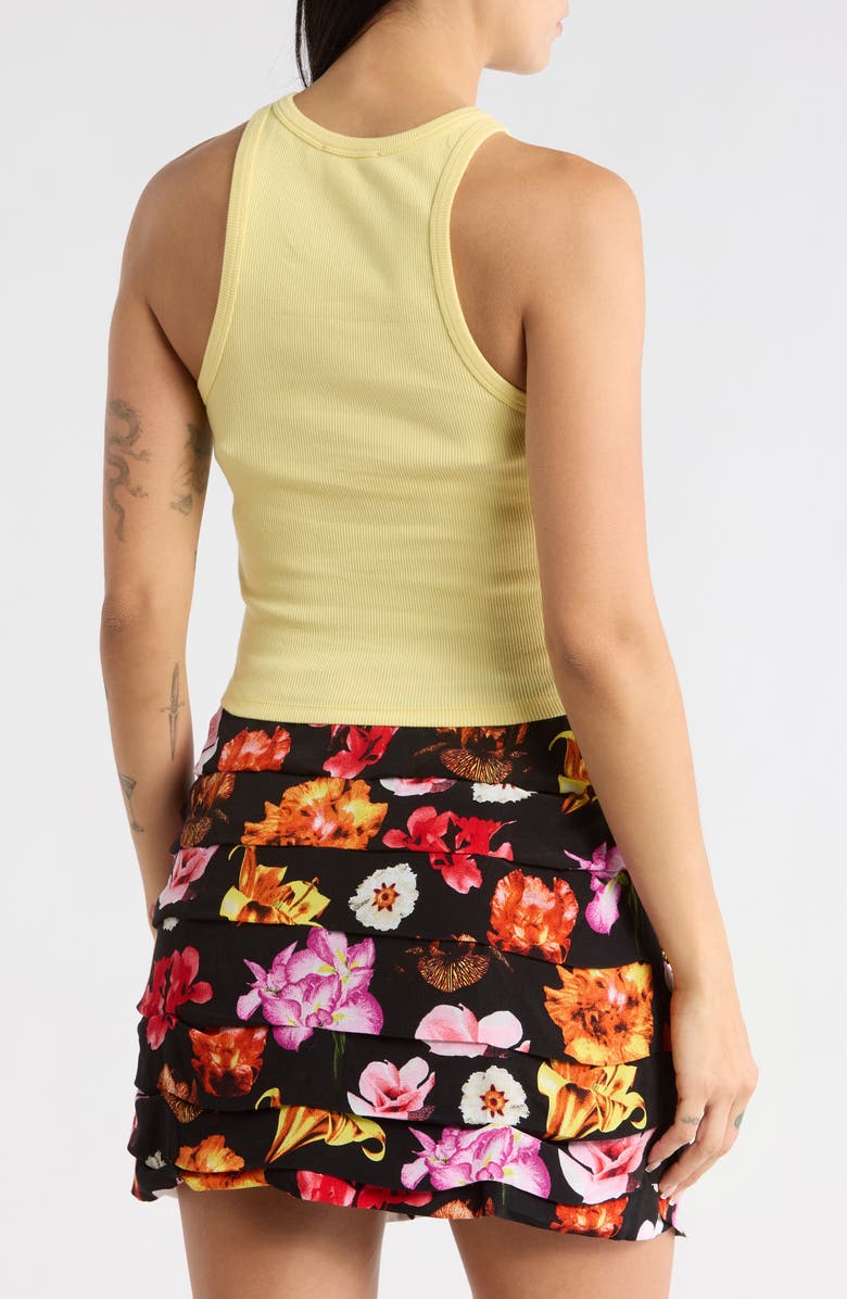 Desigual Ribbed Crop Graphic Tank, Alternate, color, Yellow