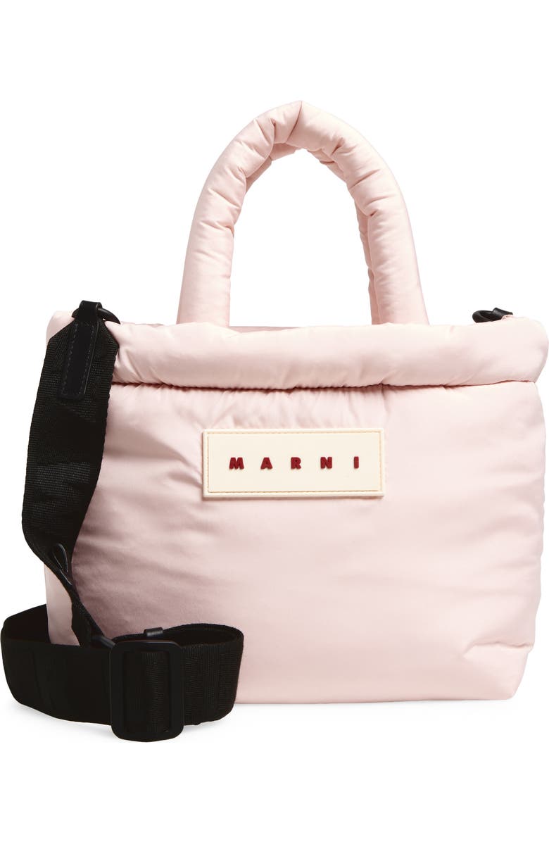 Marni East/West Puffer Tote, Main, color, 00C18 Cinder Rose