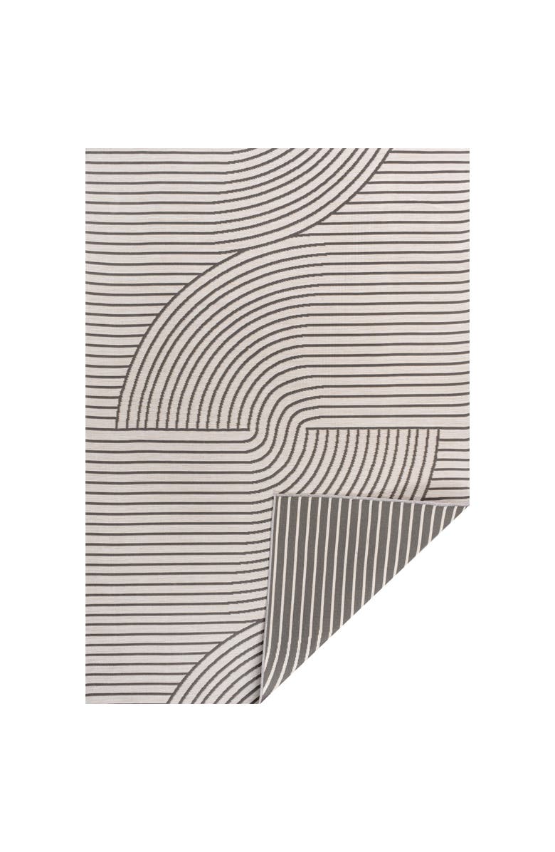 JONATHAN Y Arielle Mid-Century Modern Curve Stripe Reversible Machine-Washable Indoor/Outdoor Area Rug, Main, color, Dark Gray/Cream
