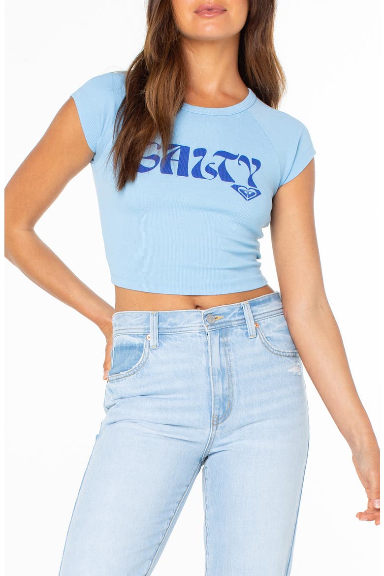 Salty Feels Crop T-Shirt, Main, color, AIRY BLUE