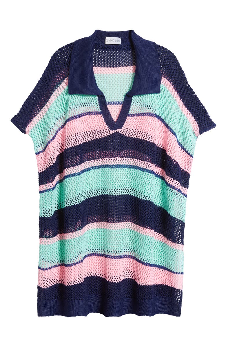 NIKKI LUND Stripe Open Stitch Sweater, Alternate, color, Blue Multi