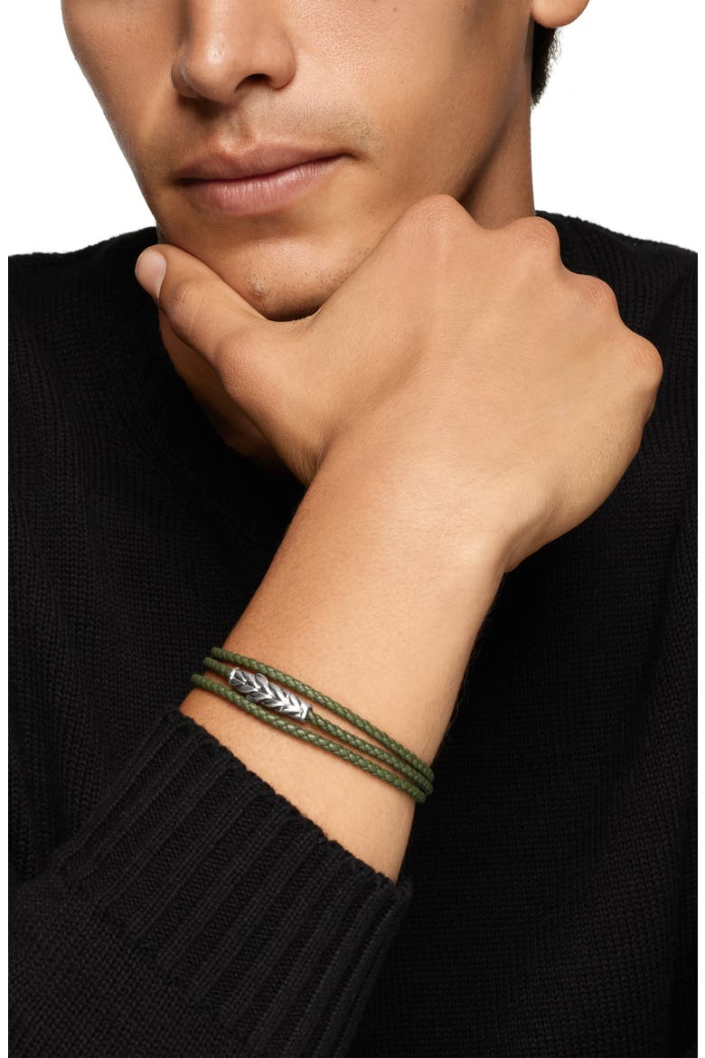 Men's Triple Wrap Chevron Bracelet, Alternate, color, GREEN/ SILVER