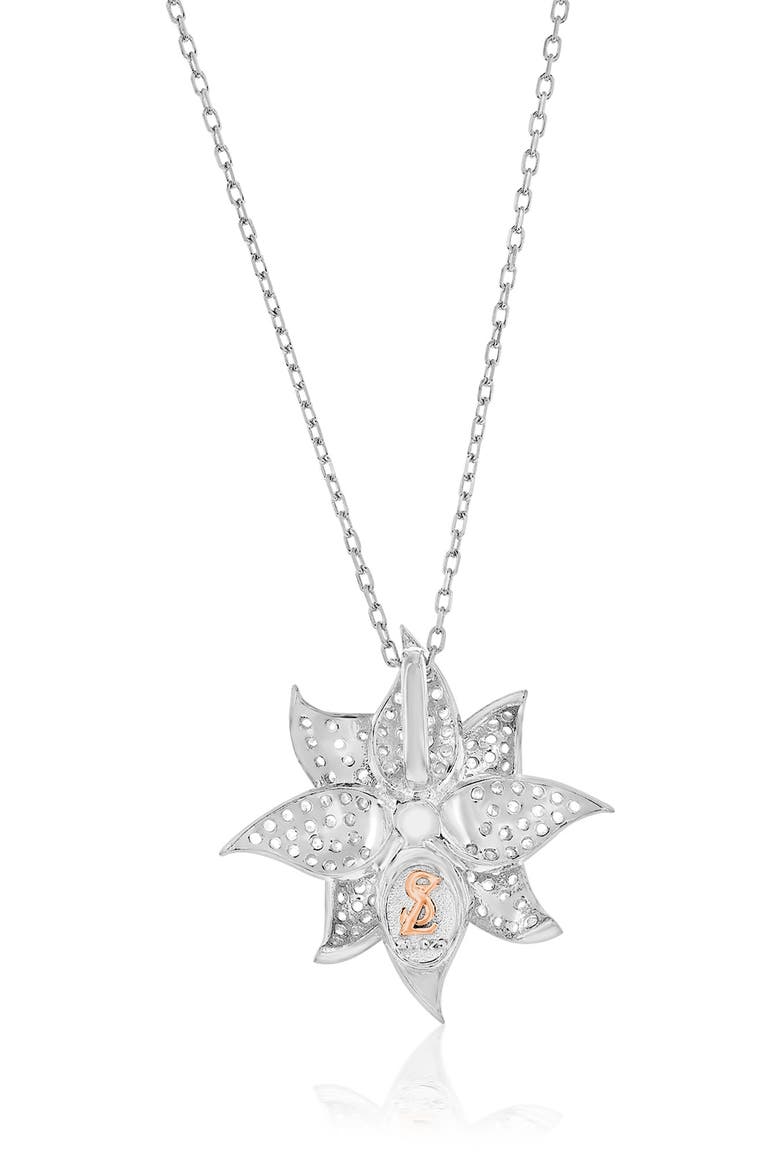 Rose Pavé Cubic Zirconia Flower Pendant Necklace, Alternate, color, WHITE
