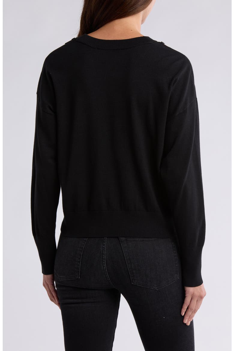 Zip Trim Sweater, Alternate, color, BLACK