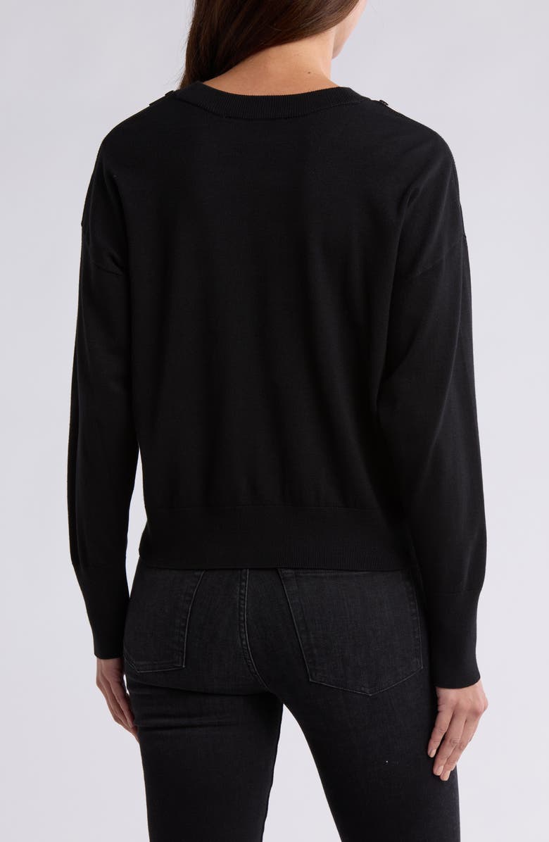 DKNY Zip Trim Sweater, Alternate, color, Black