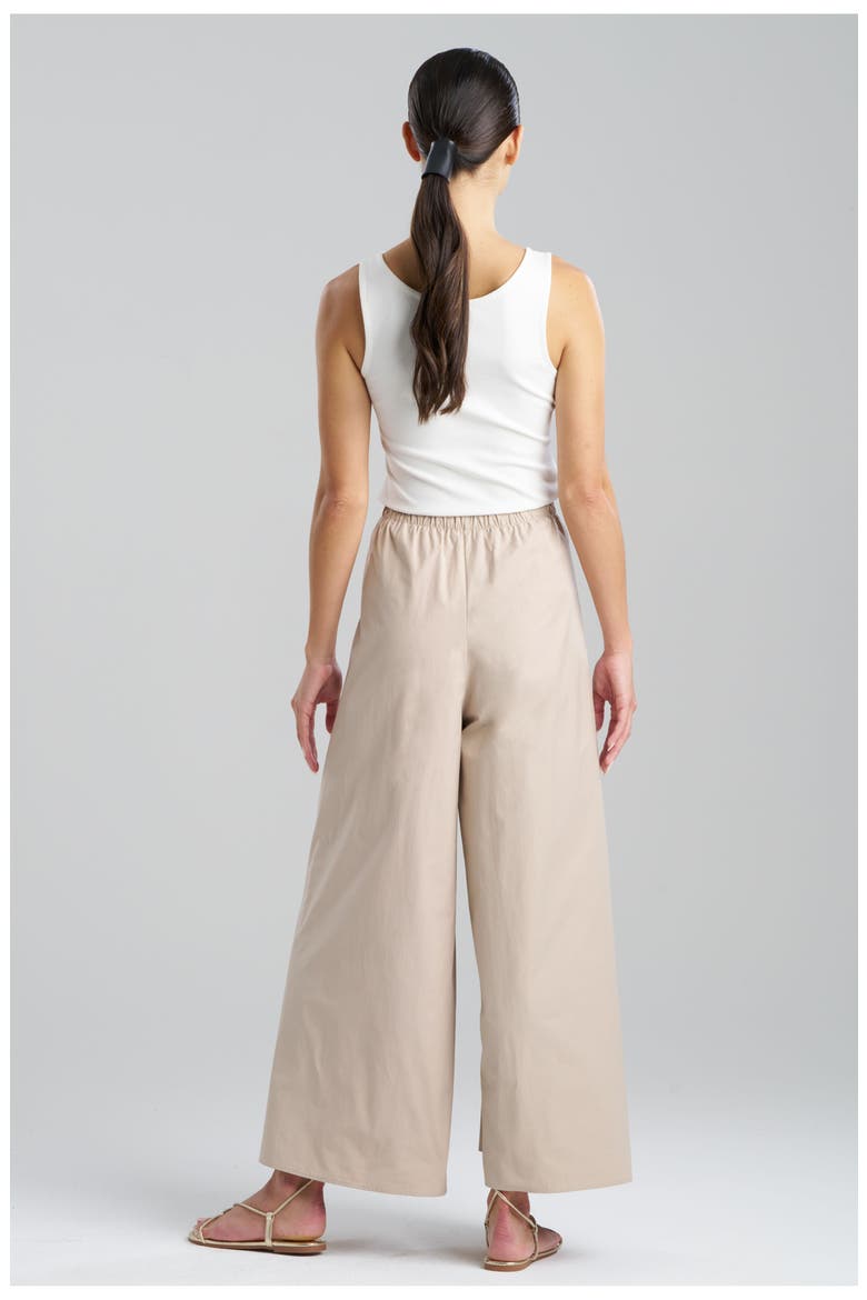 TECH COTTON TAFFETA Palazzo Pants, Alternate, color, BEIGE