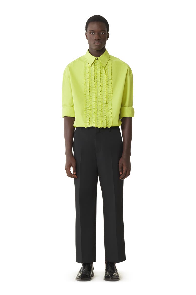 Green Cotton Poplin Bib Front Shirt, Main, color, Absinth Green