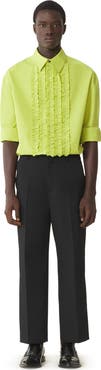 Lanvin Green Cotton Poplin Bib Front Shirt