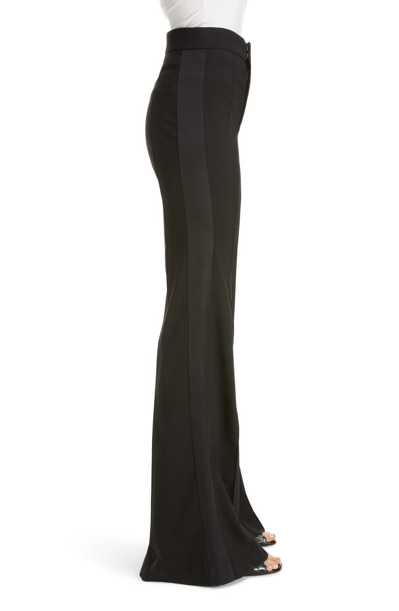 Chloé Side Stripe Pintucked Stretch Wool Flare Pants, Alternate, color, 