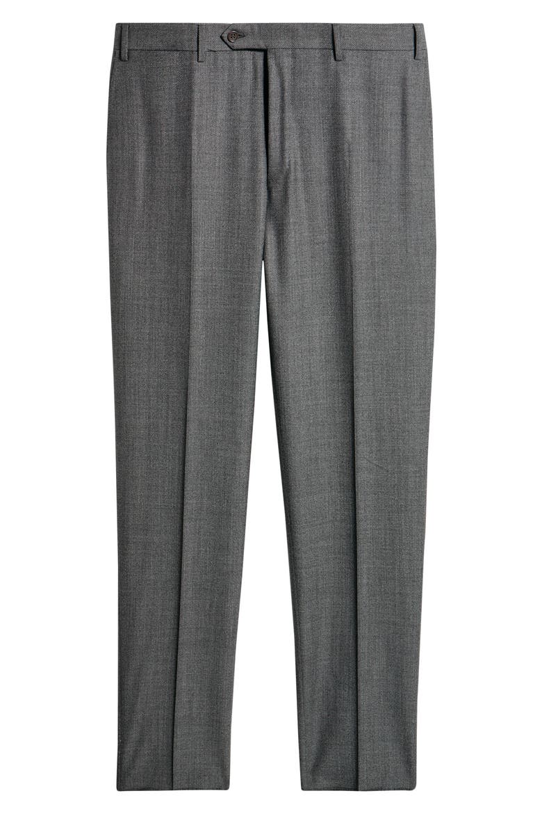 Siena Regular Fit Grey Flat Front Super 130s Wool Dress Pants, Alternate, color, GREY